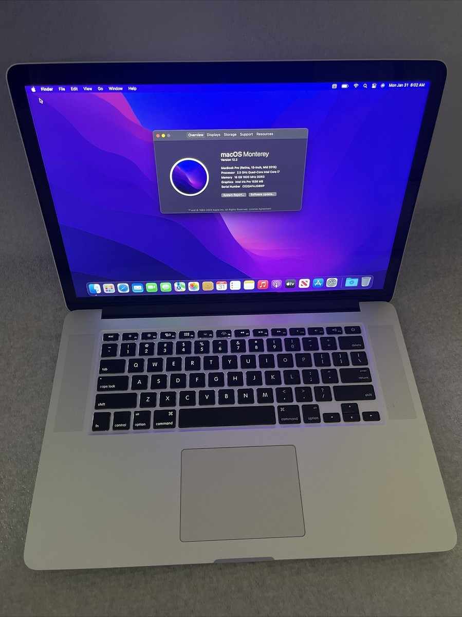 MacBook Pro Retina 15” Core i7 2.5Ghz 16GB RAM 512GB SSD R9 M370X