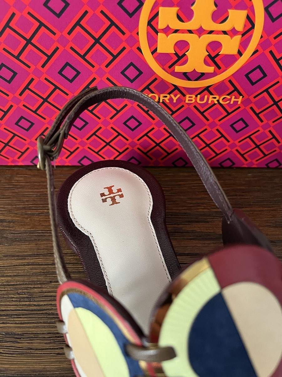 NIB $348 Tory Burch MARQUETRY DISK Toasted Sesame / New