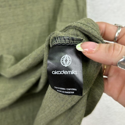 Akademiks Shirt Mens 3XL Green Pocket Crew Neck Orange Trim Short Sleeve Casual - Picture 5 of 12