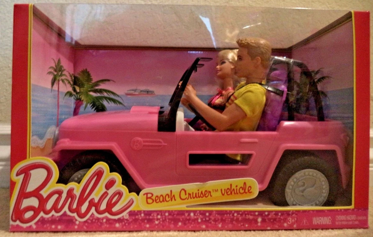 BARBIE BEACH CRUISER VEHICLE CAR GIFTSET W 2 DOLL 2013 Y6856 NEW