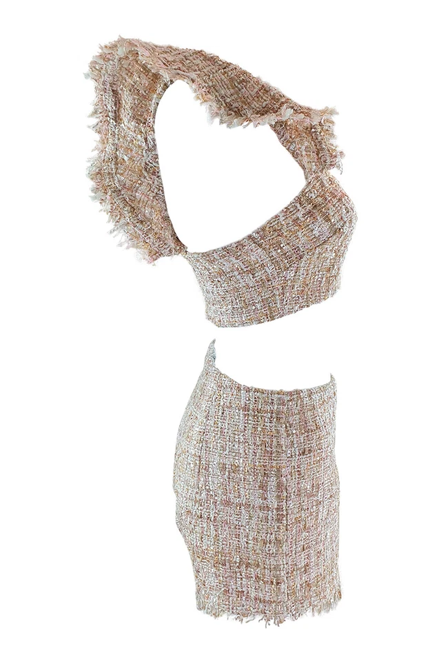 LPA 688 Crop Top 689 Short Metallic Neutral (S UK 6 - US 2) - Image 2 of 4