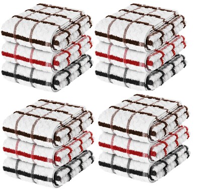 1x bis 24x Packung 100 % Baumwolle Jumbo Karo Frottee Geschirrtücher Küche Geschirrtücher