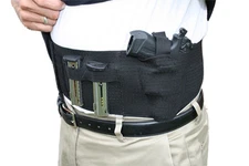 Belly Band Gun Holster with Dual Magazine Pouch. Cross Draw - Right or Left Hand