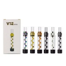 Smoking Hit Pipe Vaporizer V12 MINI Twisty Glass Blunt Tobacco Grinder W/ Brush