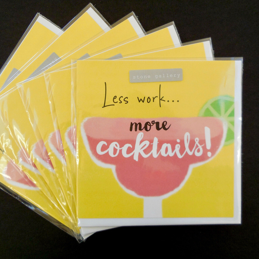 Pack Of 6 Blank Inside Cards With Envelopes Notelets Cocktails Birthday 16x16cm