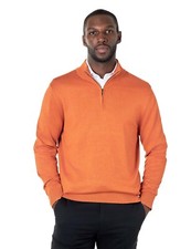 Mens 100% Cotton Fine Knit Zip Neck Jumper Classic Regular Fit Pullover Sweater