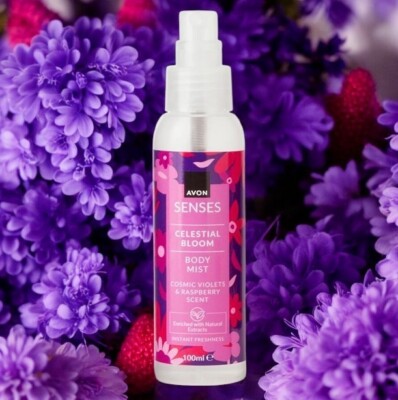 Avon Senses Körper Kissen Spray CELESTIAL BLOOM Deo Duft Lila Veilchen Himbeere
