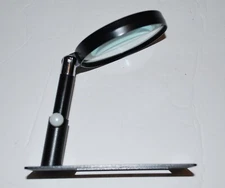 LARGE 3" ROUND HANDHELD HANDLE MAGNIFYING GLASS & ADJUSTABLE METAL STAND
