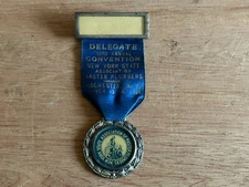 NY Master Plumbers Badge Medal Pin Ribbon FOB Name Tag 1921 Rochester Vtg