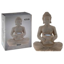 Yeomoo Solar Buddha Figur 36cm - LED Zen Deko Mit Craquelé-Optik