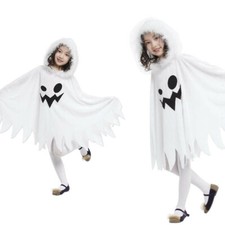Kids Ghost Costume Boys Girls Halloween Childs Fancy Dress Outfit Casper Cape