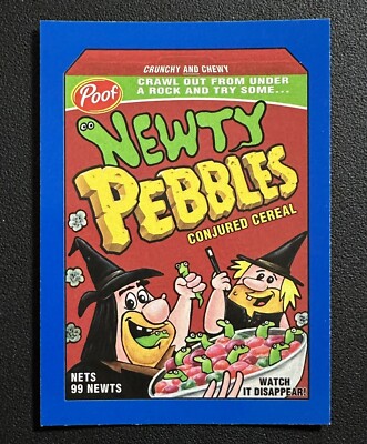 6 NEWTY PEBBLES Blue 2017 Wacky Packages 50th Anniversary Crazy
