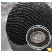 Afro Curl Mens Toupee 6MM African American Wig Full Poly PU Afro Curl System