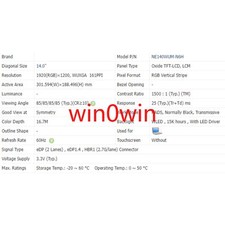 NE140WUM-N6H 14.0 inch 1920x1200 LCD Screen Panel Display IPS NEW