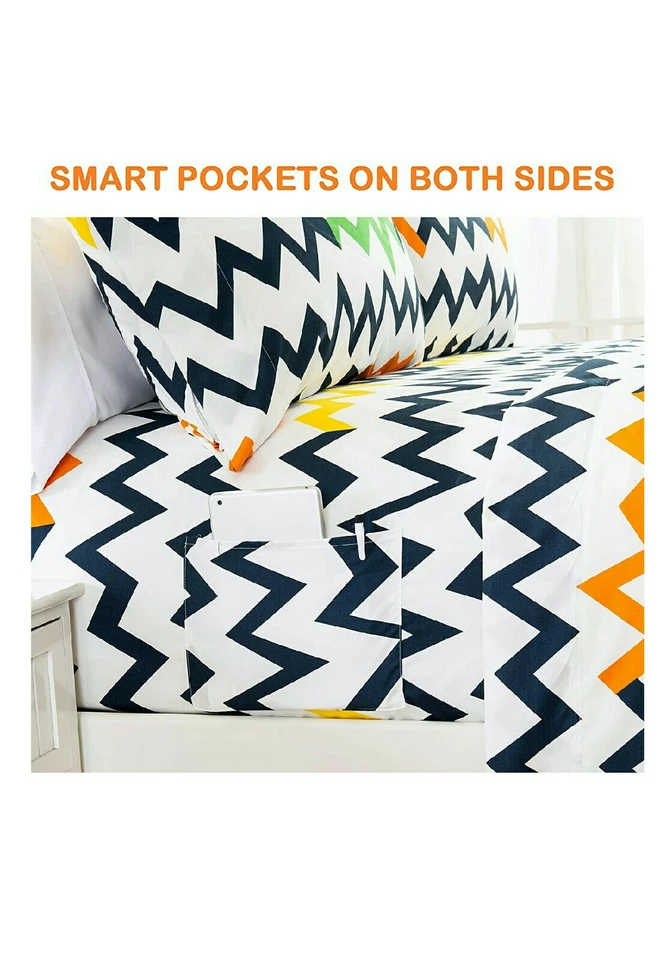 Sábanas Patrón Chevron 1500 Hilos (Juego de 6 Piezas) Tamaño Queen Foto 3 de 4