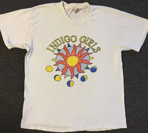90s Indigo Girls Faded Distress Shirt S Tour Folk Rock B 1990s vintage concert t-shirt, vintage, single stitch, B+ condition