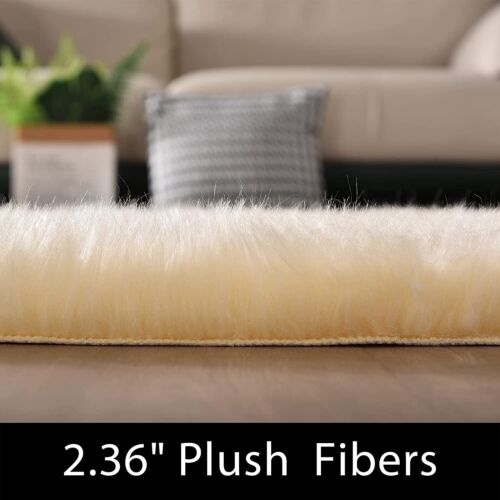 Latepis Faux Fur Sheepskin Area Rugs Soft Shaggy Carpet for Living Room Bedroom - Picture 120 of 219