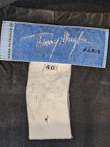 Vintage THIERRY MUGLER Struktur SCHWARZ Power ROCK ANZUG Paris Frankreich Gr. 40 / US 8 - Bild 8 von 8