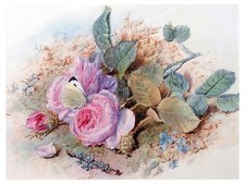 Butterfly Roses M. Duffield Flowers Tile Mural Kitchen Backsplash Marble Ceramic
