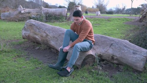 HISEA Men Folding Rain Boots Waterproof Anti-Slip Garden Hunting Work Knee Boots - Video 1 of 1