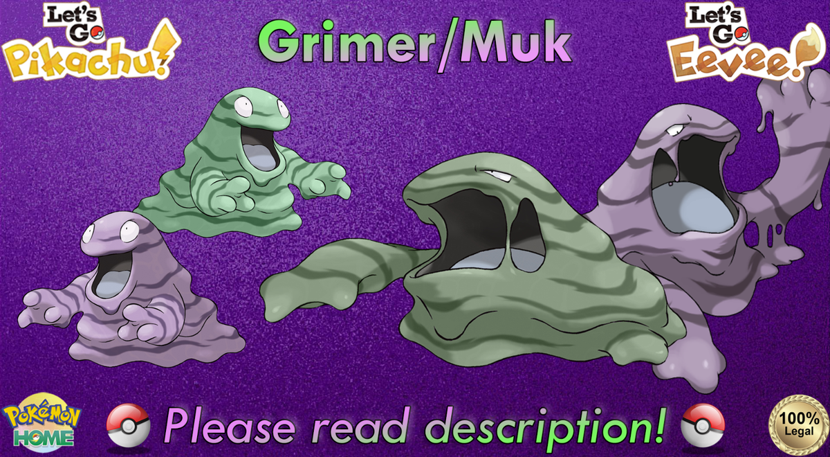 ⭐Shiny/Non-shiny Grimer/Muk 6IV XL⭐Pokémon Let's Go Pikachu