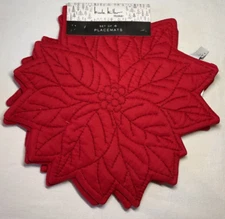 Nicole Miller Christmas Poinsettia Placemat RED 100% POLYESTER NWT