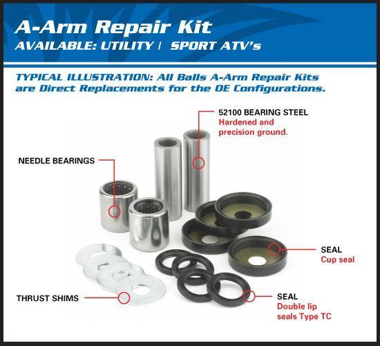 Suzuki LT-Z400 03-14 Arctic Cat 400 DVX Front Upper A-Arm Bearing