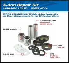 Suzuki LT-Z400 03-14 Arctic Cat 400 DVX Front Upper A-Arm Bearing & Seal Kit
