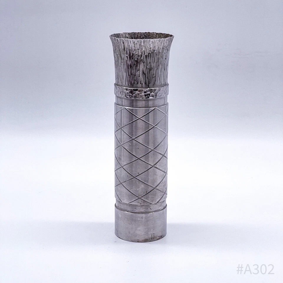 Vintage 70er Jahre Design Vase Hammerschlag Handarbeit | 5,5x21,5cm - Bild 2 von 4