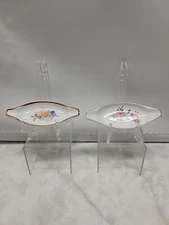 Vntg 1960-70s Schmidt  Porcelain Lady's Floral Transfer Pattern Ashtrays Brasil
