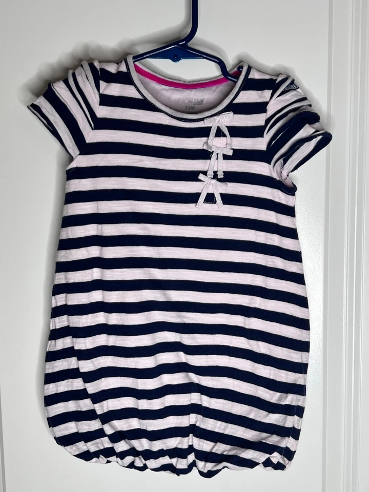 Mameluco de algodón OshKosh genuino para niños azul y rosa a rayas 24 m Foto 2 de 4