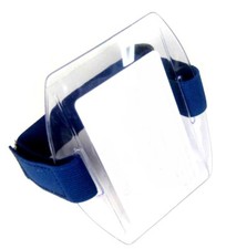 Arm Band Photo ID Badge Holder Vertical w/ Blue Strap - Pack of 10