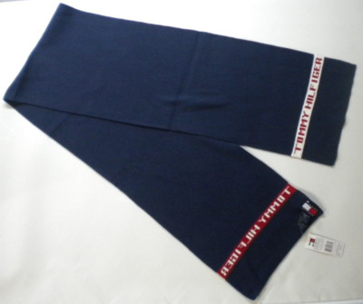 NWT Vintage 2002 Tommy Hilfiger 72'' x 12'' Inch Scarf Red White Blue NOS NEW Tags