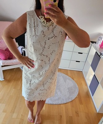   Blogger Mohito Minikleid Etuikleid A Linie Kleid creme weiß 40 42 Spitze NEU  