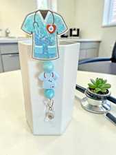 Retractable Beaded Badge Reel ID Card Holder-Nurse Theme