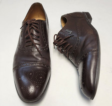 GUCCI Leather Lace Up Cap Toe Dress Shoes Men's US 8 Dark Brown MADE IN ITALY
