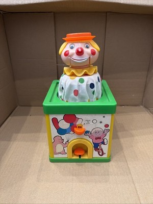 Vintage Jack-in-Box, Clown Jack-in-Box Druckknopf von Redbox, Made in Hong Kong