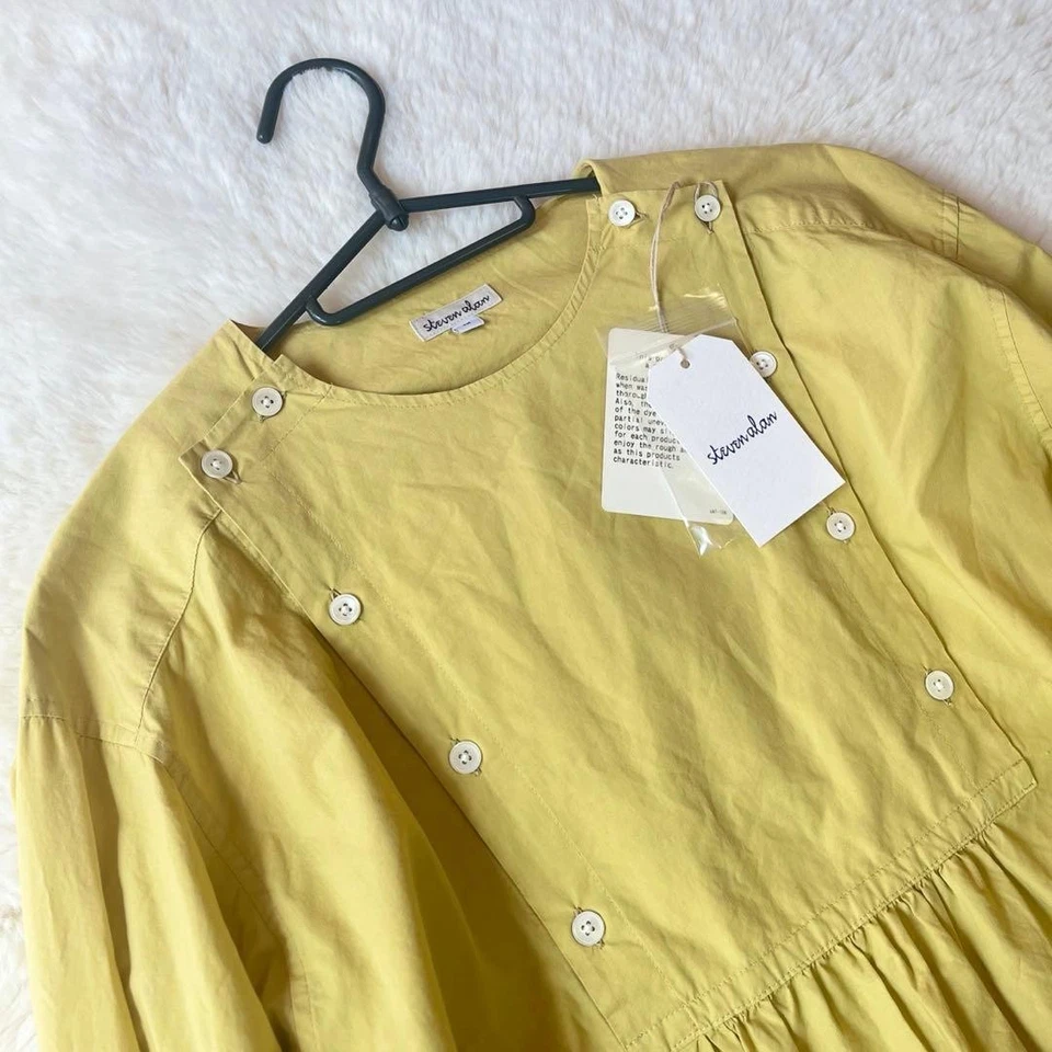 Steven Alan Front York Motif Blouse Cream Yellow Cotton Silk M Used - Image 2 of 4