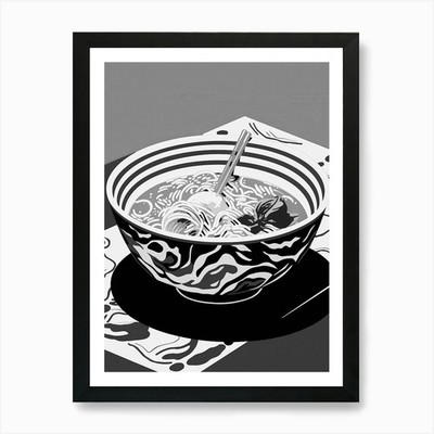Asiatische Nudelschale Kunstdruck gerahmt Wandbild Poster Leinwanddruck Bild