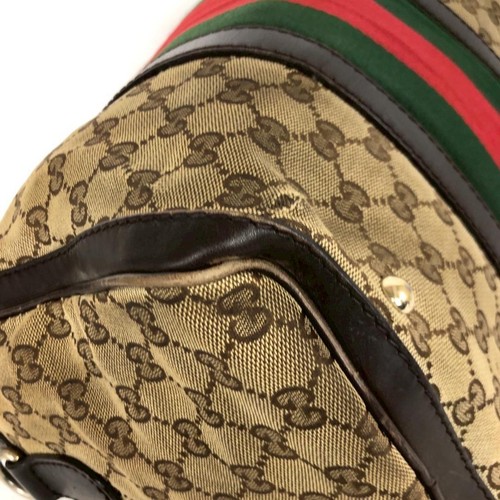 GUCCI GG Canvas Shelley Line Handbag Vintage Old Gucci Brown Beige Vintage Bag L - Picture 3 of 10