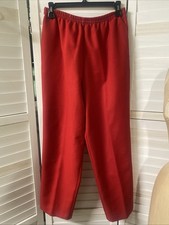 Vintage 70s 80s Women  s Red Straight Elastic Waist Pants Sz 8P Med Made in USA