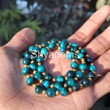 Blue Tiger Eye Necklace 8mm Beaded Gemstone Necklace Protection Jewelry