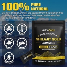 Pure Himalayan Shilajit Gummies I Lab Tested I No Added Sugar I Ashwagandha, Gok