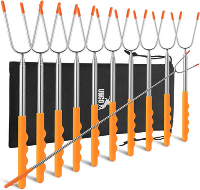 UNCO Marshmallow Roasting Sticks - 10 Pack, 45'' Extendable Stainless Steel Campf