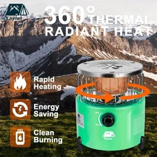 2in1 Portable Propane Heater & Stove Outdoor Camping Liquefied Gas Stove Grey