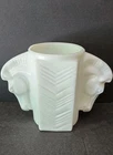 1930s Macbeth Evens Monax Double Horse Head Pen Holder/ Vase Rare Milk Glass VTG