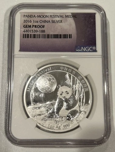 2016 China Moon Festival Silver Panda 1 oz Coin Gem Proof COA NGC .999 5000 Mint