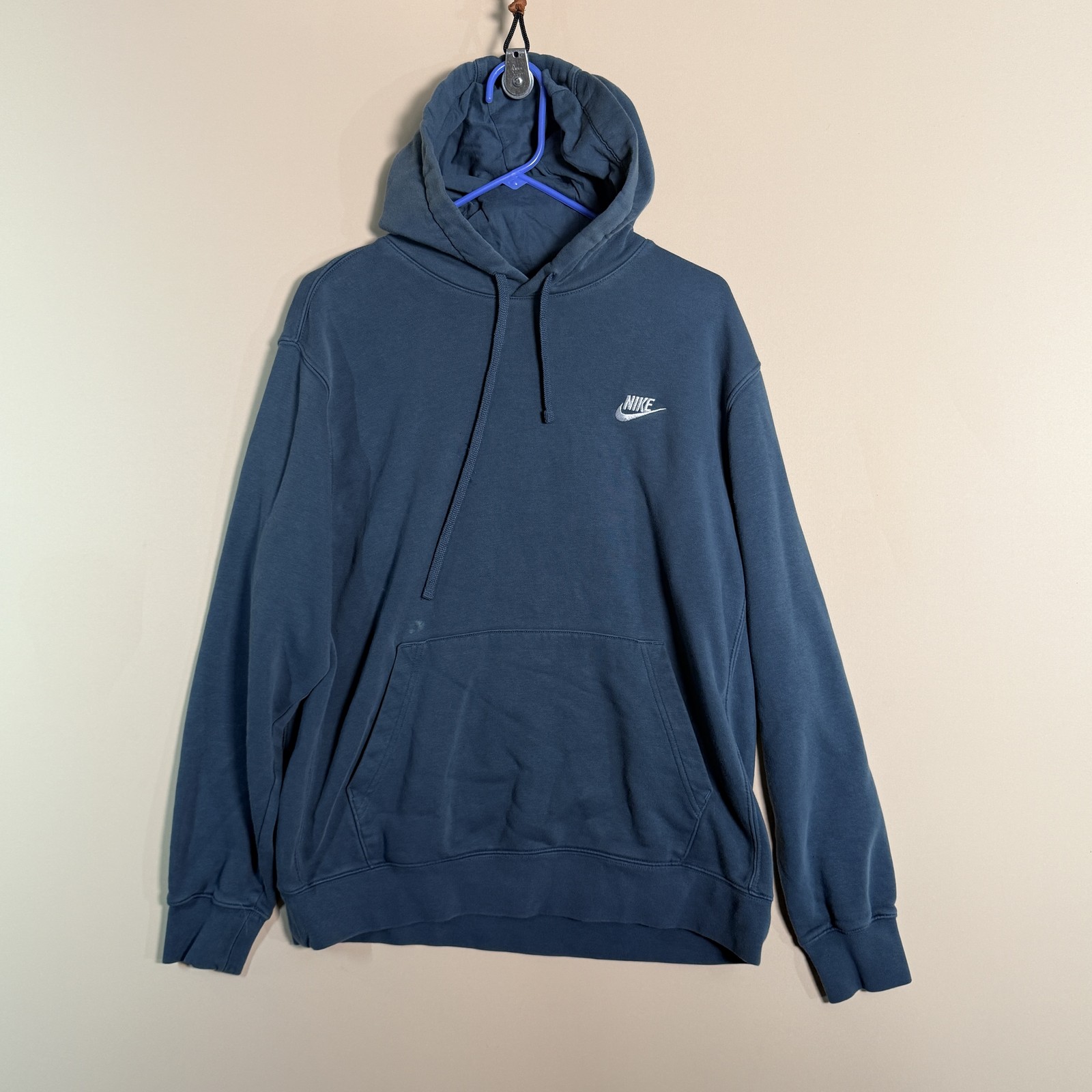 Nike Swoosh Logo Hoodie Hoody Blue Pullover Men's Size Large L