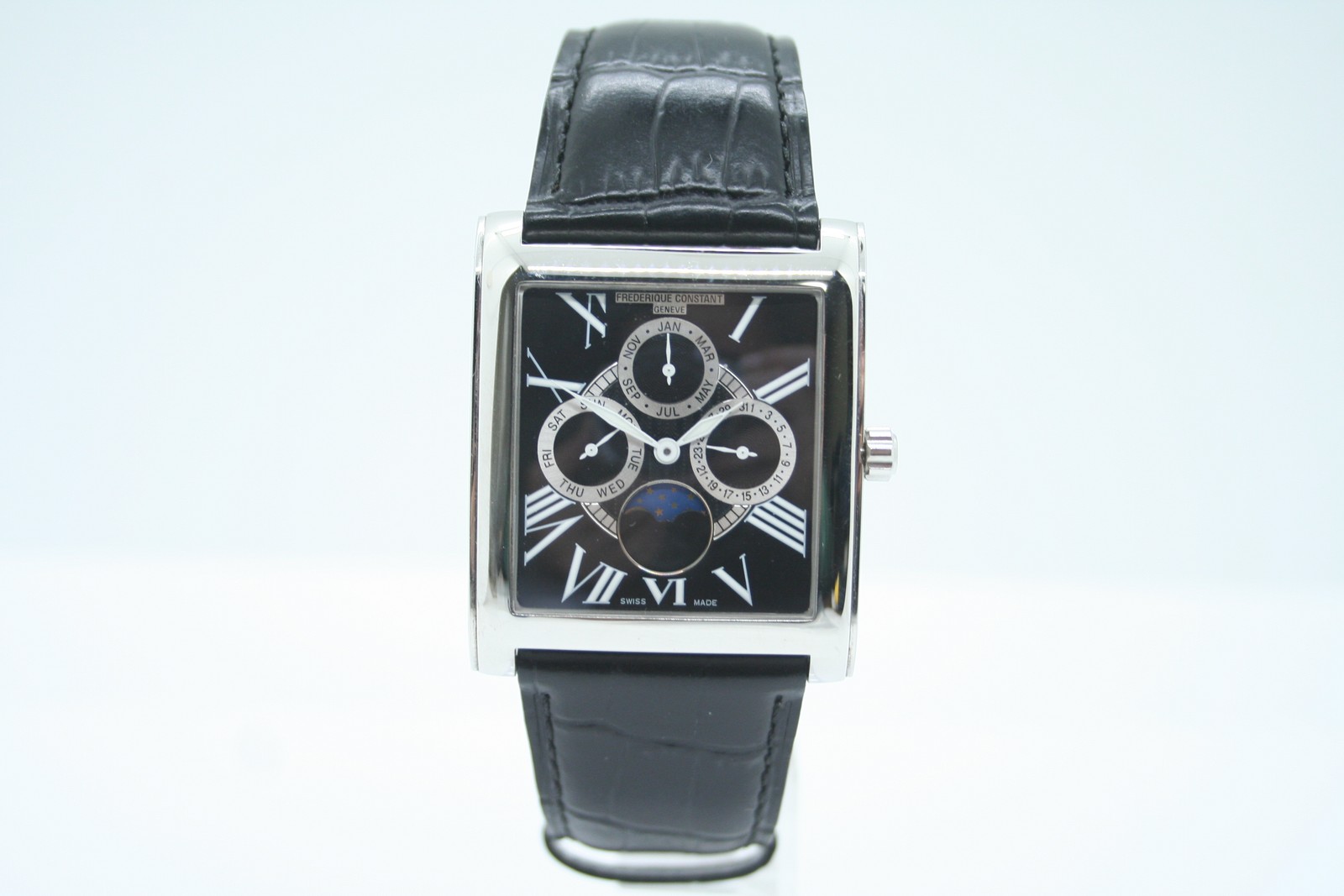 [N.MINT] FREDERIQUE CONSTANT FC265X3C24/6 Moonpahase Quartz Black Dial Men's