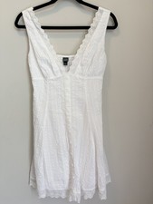 Wild Fable White Eyelet Lace Button-Front Mini Dress   Size S